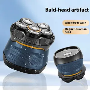 10W High Power 6D Floating Six-Head Bald Head, Bald Head Electric Hair Clipper, Electric Shaver for Home Use, Self-Assist Hair Trimming Artifact, Large Capacity Lithium Battery Type-C Charging Two-Speed Adjustment, Travel Lock, LED Smart Digital Display,