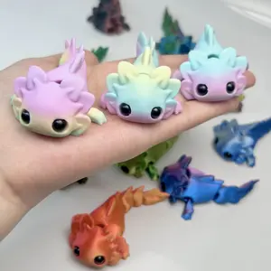 1/4pcs 3D Printed Cute Axolotl Ornament, Strange Animal-shaped Ornament, PLA Material, Movable Joints, Desktop Decoration, Car Decoration, Novelty Gift, Birthday Gift