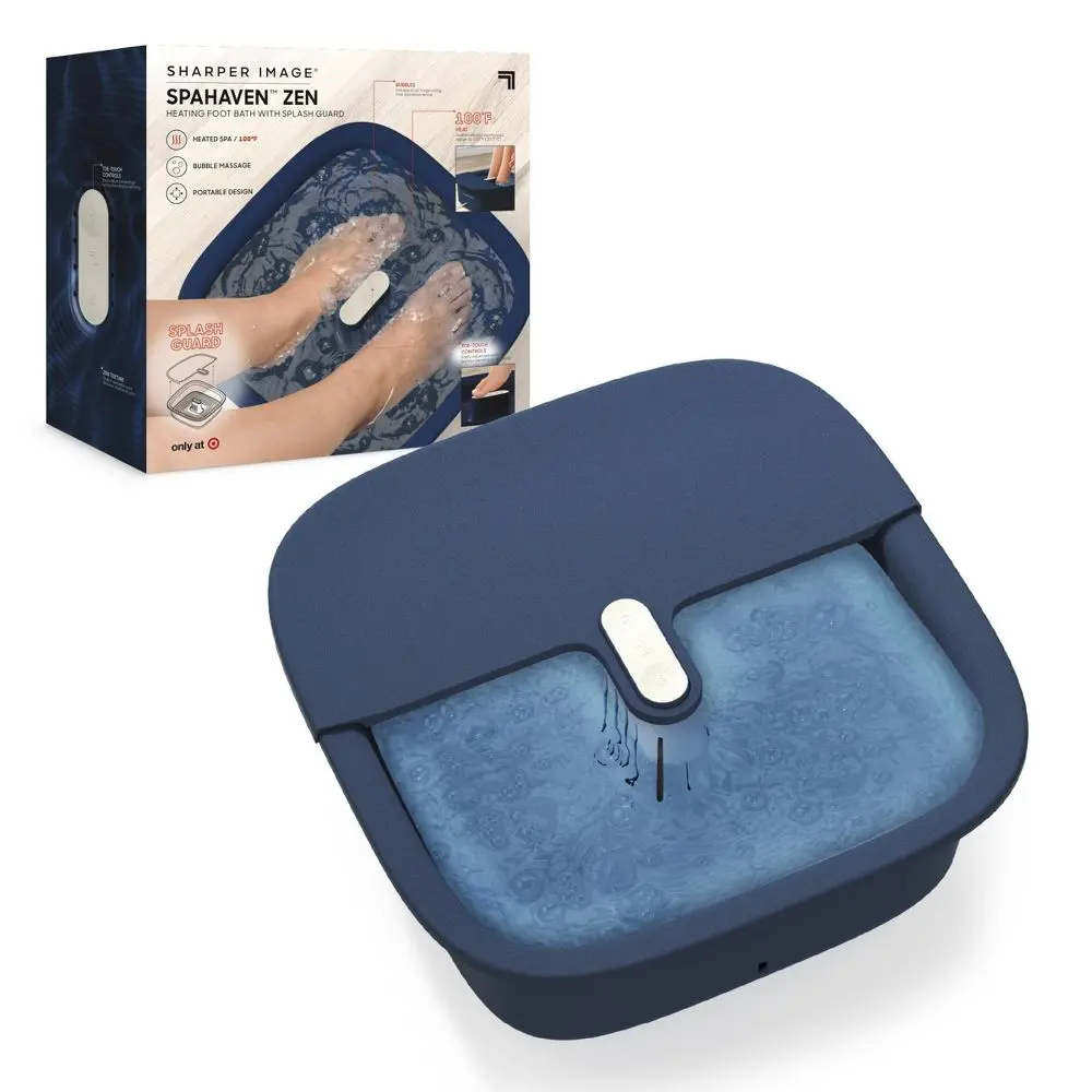 Sharper Image Massager Foot Bath  with Splash Guard - Navy Footspa Machine 
