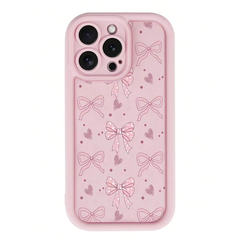 Pink Girl Style |   Pink Bow TPU Anti-Fall Full Coverage Precision Protective Case for Apple iPhone6/7/8/X/Xs/Xr/Xs Max/11/12/13/14/15/16/17Pro Max