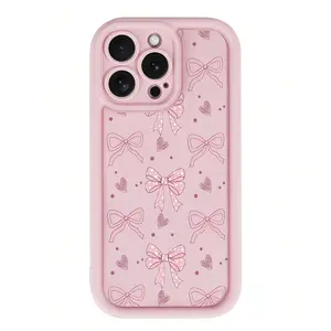 Pink Girl Style |   Pink Bow TPU Anti-Fall Full Coverage Precision Protective Case for Apple iPhone6/7/8/X/Xs/Xr/Xs Max/11/12/13/14/15/16/17Pro Max