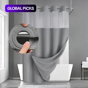 Waffle-Pattern Shower Curtain, Modern Waterproof Bathroom Curtain, Bathroom Accessory for Home, Hotel, Salon & Dormitory Decor #TOP PICKS