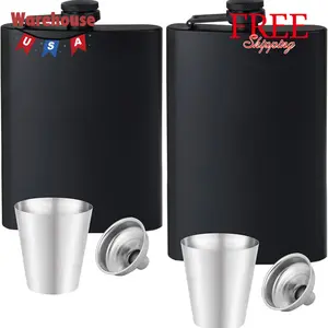 12oz+8oz Flask for Liquor for Men Matte Black