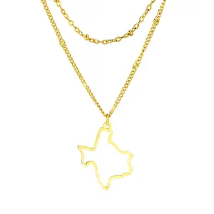 The Lone Star Charm: Double Texas Pendant Necklace Elegant Layered Fashion Jewelry Set