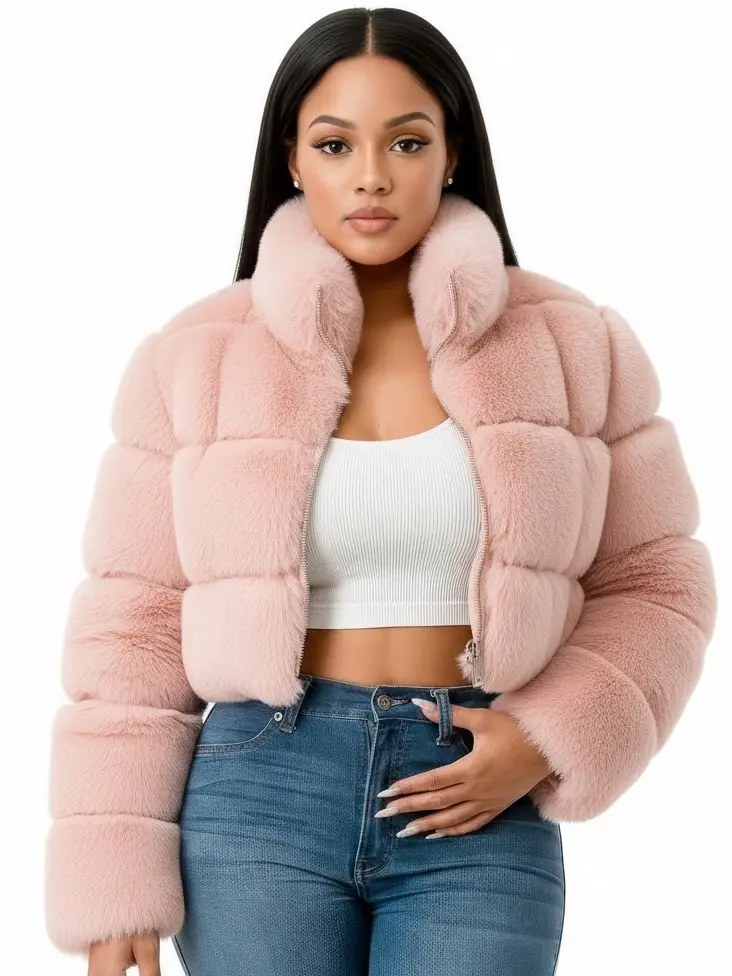 Softfaux Pink Fur Coat Chic Elegant Womenswear