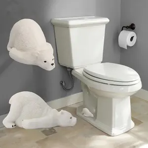 Creative Toilet Bolt Cover Polar Bear Bathroom Decorative Item, Mini Resin Craft, Unique Bathroom Accessories, Fun Home Decoration