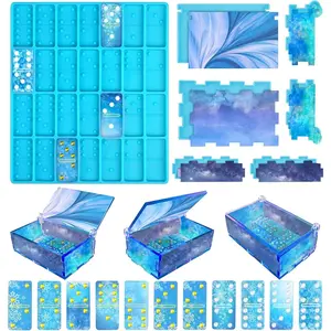 Domino Molds for Epoxy , Thickened  Molds for  Casting, with Large Capacity Box Mold - Blue
