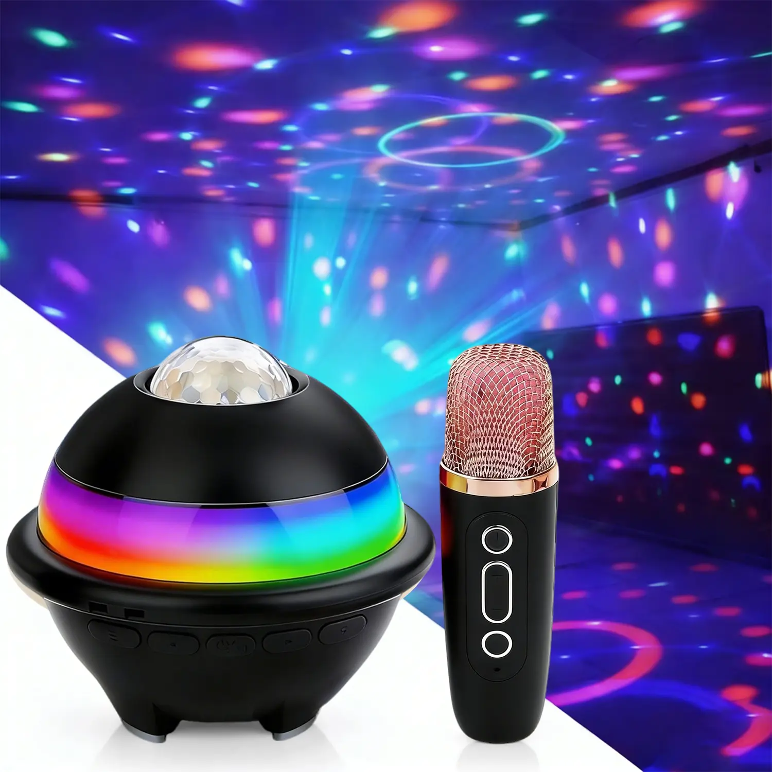 Mini karaoke machine, home karaoke system,starry sky projector,portable karaoke machine,KTV projection light,1800mAh battery,wireless microphone speaker,compatible with computers,suitable for home use,camping,children,adults,and parties DealsForYouDays