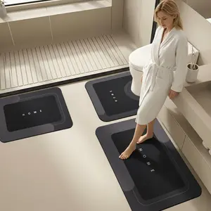 3-Piece Set Bath Rug Set, Non-Slip Bathroom Mat, Ultra Absorbent Quick Dry Bath Mats, Dirt-Resistant Shower & Toilet Floor Rugs