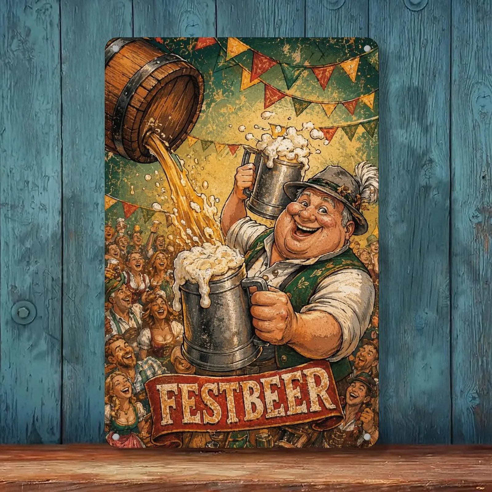Vintage Oktoberfest High-Quality Iron Wall Decor - UV HD Print Metal Tin Sign, Customizable Distressed Pub Hanging Plaque, Home Supplies for Pub Lovers, Wall Hanging Room Accessories