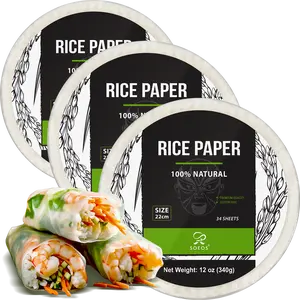 Soeos Rice Paper, White Rice Paper Wrappers, Pack of 3, 102 Sheets Disposable Traditional