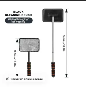 SEAMETAL Blue Cleaning Brush Telescopic Long Handle for Car Front Windshield Defogging and Wiping Dust Remover Tool