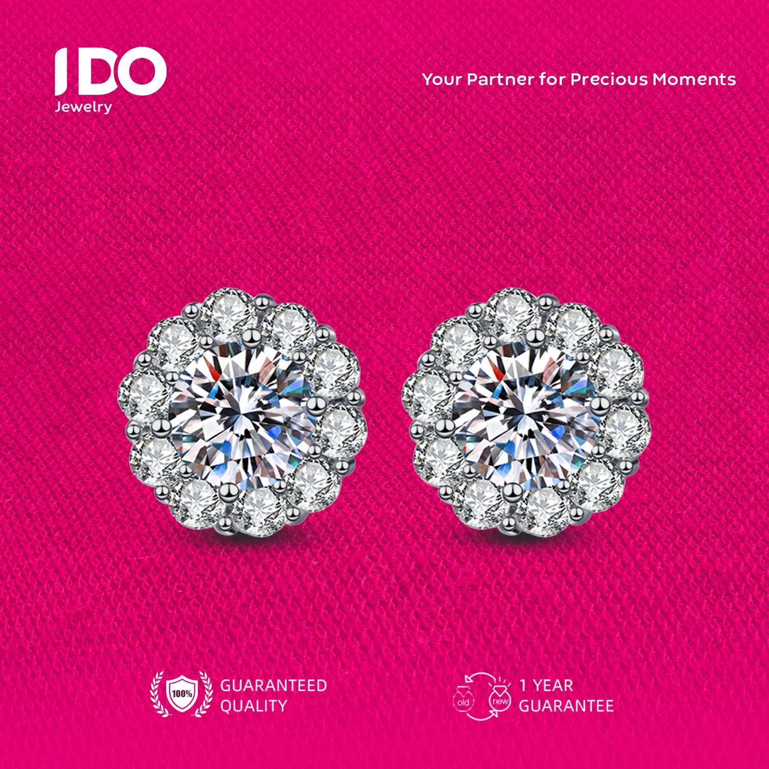 [Live Sale] E07 Platinum Coating Moissanite Aster Earring I DO Jewelry Women Accessories Elegant Beautiful Luxury Adjustable Beautiful and Luxurious No Fade No Rust with 1 Year Guarantee Passed Diamond Selector