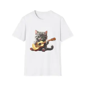 Cute Cat Guitar Unisex T-Shirt, Funny Animal Tee, Gifts for Cat Lovers, Music Lovers Shirt, Pet Lover Apparel