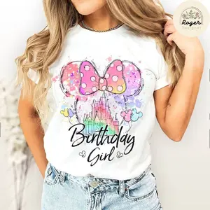 Watercolor Mouse Ears Castle Cartoon Birthday Shirt, WDW  Family Birthday Trip Tee, Birthday Boy Shirt, Trendy Sweatshirt, Gift For Her  DA