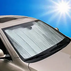 1pc Car Double-sided Bubble Aluminum Foil Heat Insulation Sun Blocking, Car Front Blocking Sun Blocking, Blackout Curtain