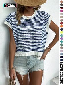 women's striped print round neck knit top, vacation clothes, lady casual fashion comfort batwing sleeve crewneck sweater, women's knitwear for daily wear, womenswear, 2000s outfits preppy 80s clothes