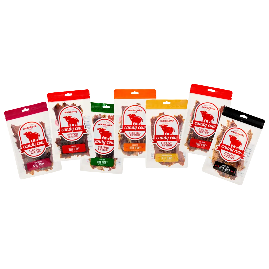 Candy Cow Variety Pack, 2oz x 7 Bags, Candied Beef Jerky Variety Pack ...