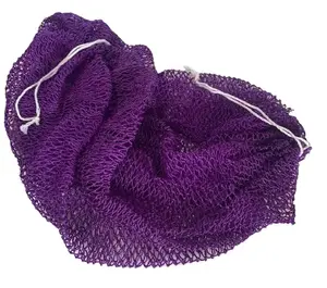 AfricanFabs Sapo Body Sponge Purple Natural Exfoliating Tool for Deep Cleansing Improved Circulation with String Extensions for Easy Back Scrubbing