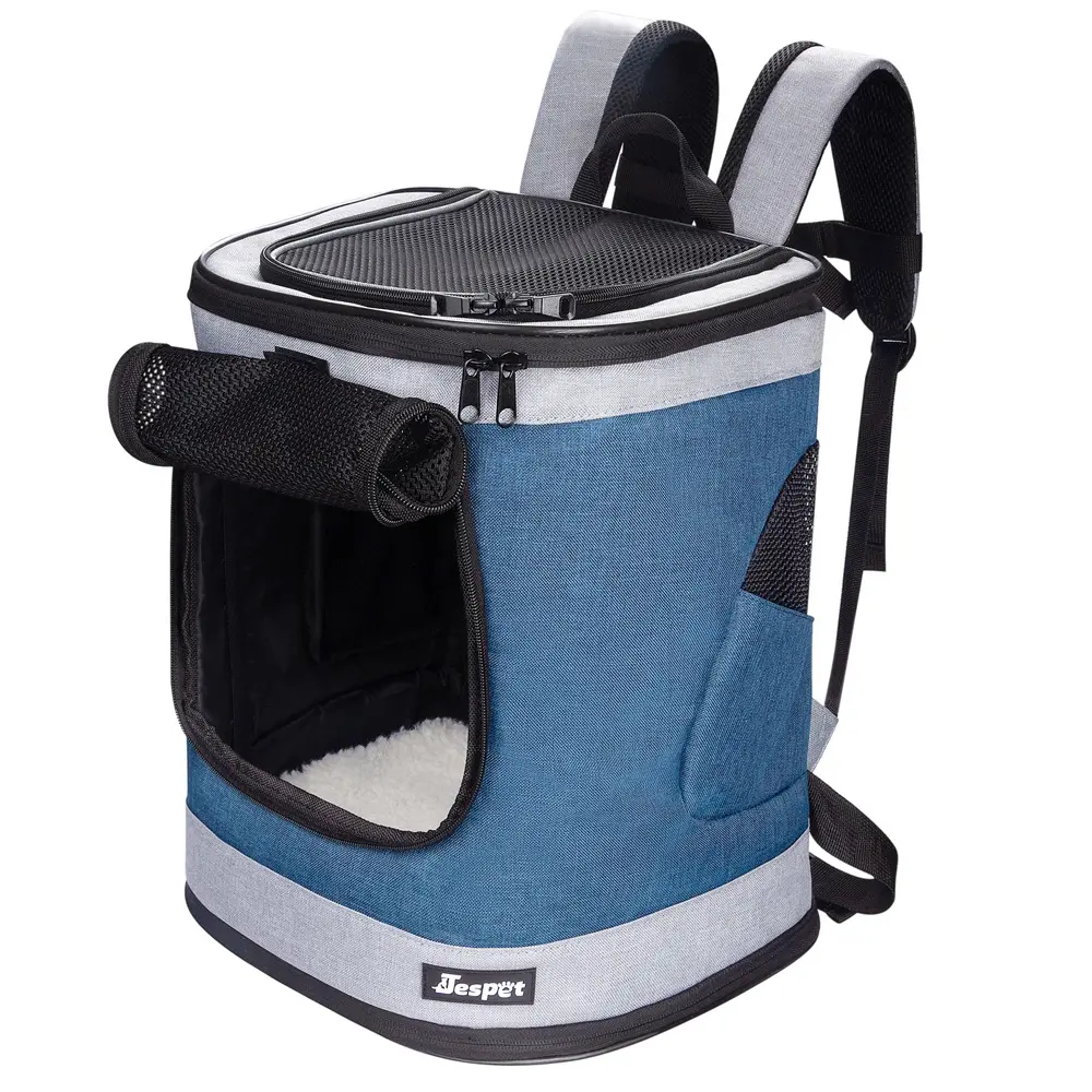 212 Main PBC-4817BG Deluxe Dog & Cat Carrier Backpack, Dark Blue, 2 Zipper Closures, Durable Fabric, Adjustable Shoulder Straps, Chest Strap, Mesh Vents, 3.52 lbs
