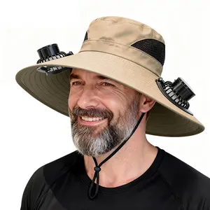 Solar Fan Hat, Wide Brim UPF 50 Plus, Sun Protection, Dual Fans USB-C and Solar Panel Charging, Adjustable Speeds, Great for Gardening Weeding