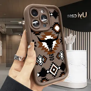 Uyi Case Cowboy Style Soft Case for iPhone 17 Air 16 16e 15 14 13 12 11 Plus Pro Max X XS Shockproof Drop Protection Rugged Durable Silicone Cover with Aztec Pattern
