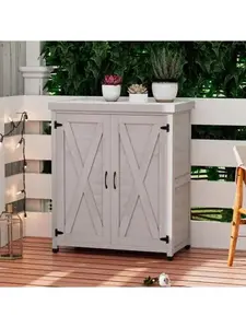 3093X Outdoor Locker & Metal Top - Garden Storage Shed & Workbench