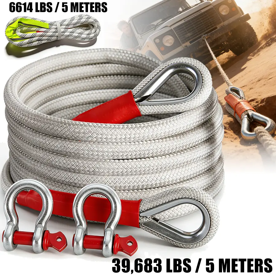 [Heavy-Duty Tow Rope] 1pc Heavy-Duty Polyamide Tow Rope Set, 6614-39683 lbs Tensile Strength, Off-Road Recovery for SUVs and Vehicles, with 2 Steel U-Hooks and Storage Bag, Front Placement