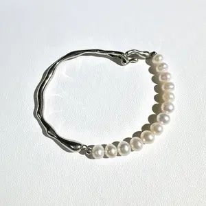 S925 pure silver natural freshwater pearl 6.5-7mm bracelet
