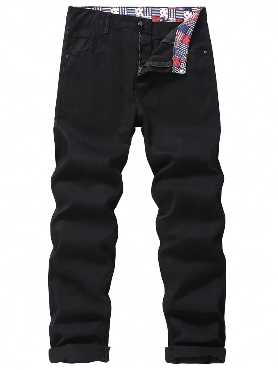 Men's Non-Stretch Regular Fit Straight Tapered Denim Pants Jeans