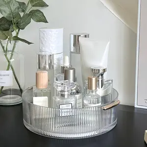 Transparent Cosmetic Storage Box, 360 Degree Rotating Plastic Organizer, Beauty Organizer for Makeup, Perfume, Jewelry, Stationery, Bathroom, Desk, Dormitory