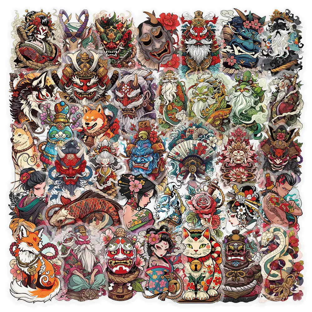 50Pcs Japanese Style Tattoo Stickers Waterproof Temporary Tattoos