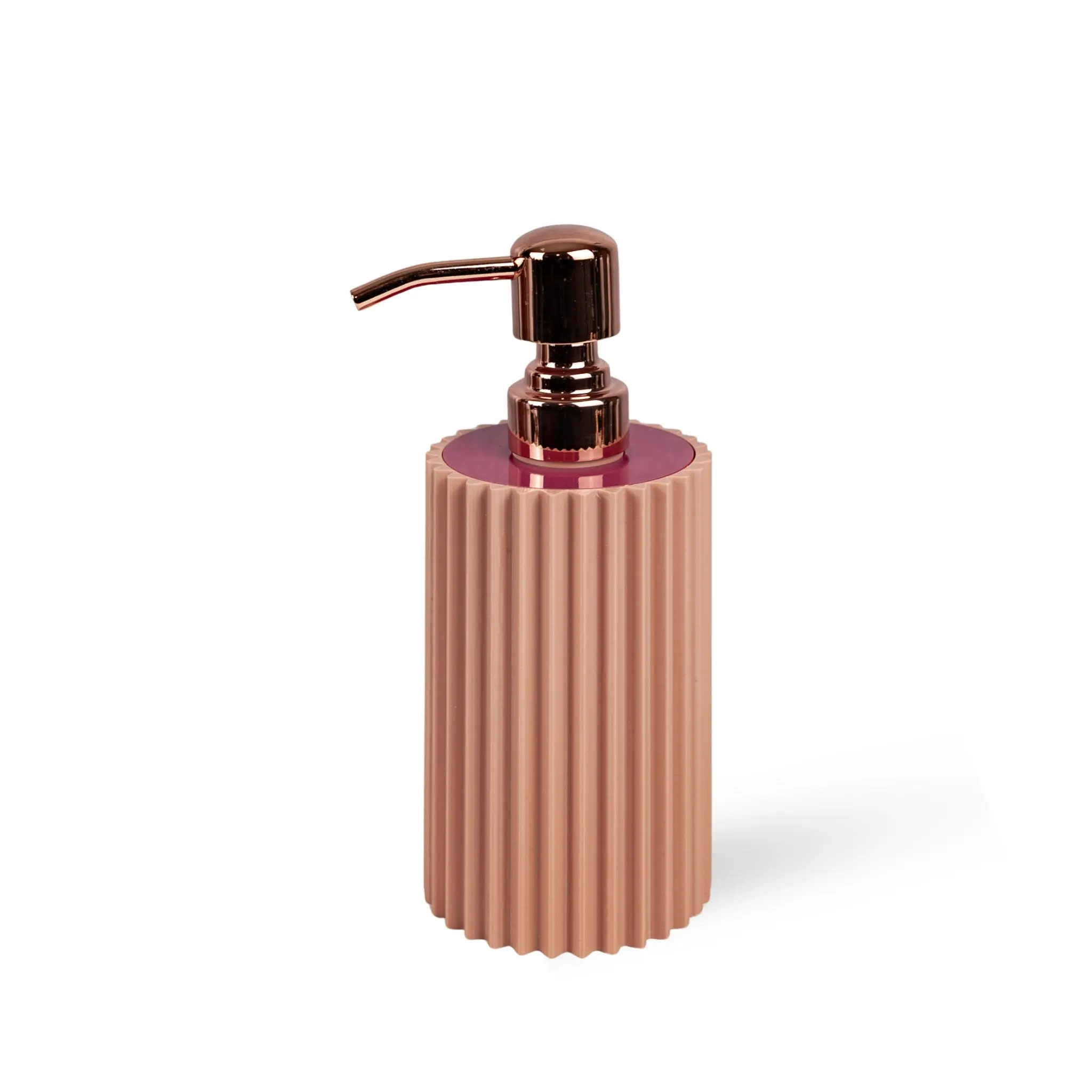 Rose Gold Ribbed Soap Dispenser –  Rose Gold or Gold Stainless Steel Pump | 10 oz