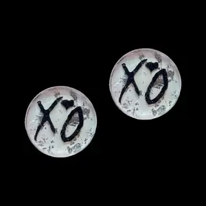 Round Shaped XO Earrings-White
