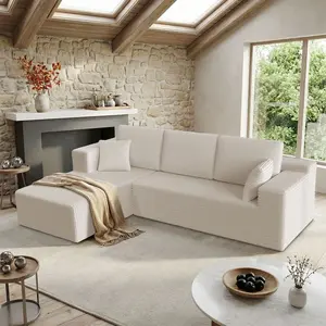 [2 packages shipped] 105 inch high-density sponge hardness 30D thickness 65cm boneless sofa with recliner, no need to assemble L-shaped segmented sofa kit, flexible configuration of 105 inches wide, 70 inches deep, 3 seats