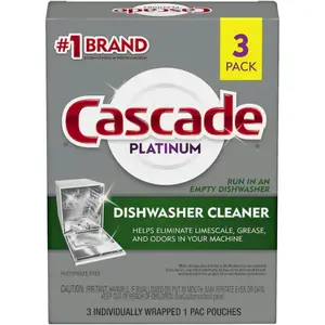 Cascade Platinum Dishwasher Cleaner, 3 count
