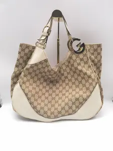 Pre-owned GUCCI Canvas Shoulder Bags Tote Bag: Khaki Monogram Jacquard Handbag