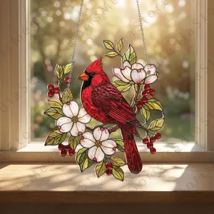 Acrylic Cardinal Suncatcher, Acrylic Window Hanging Ornament