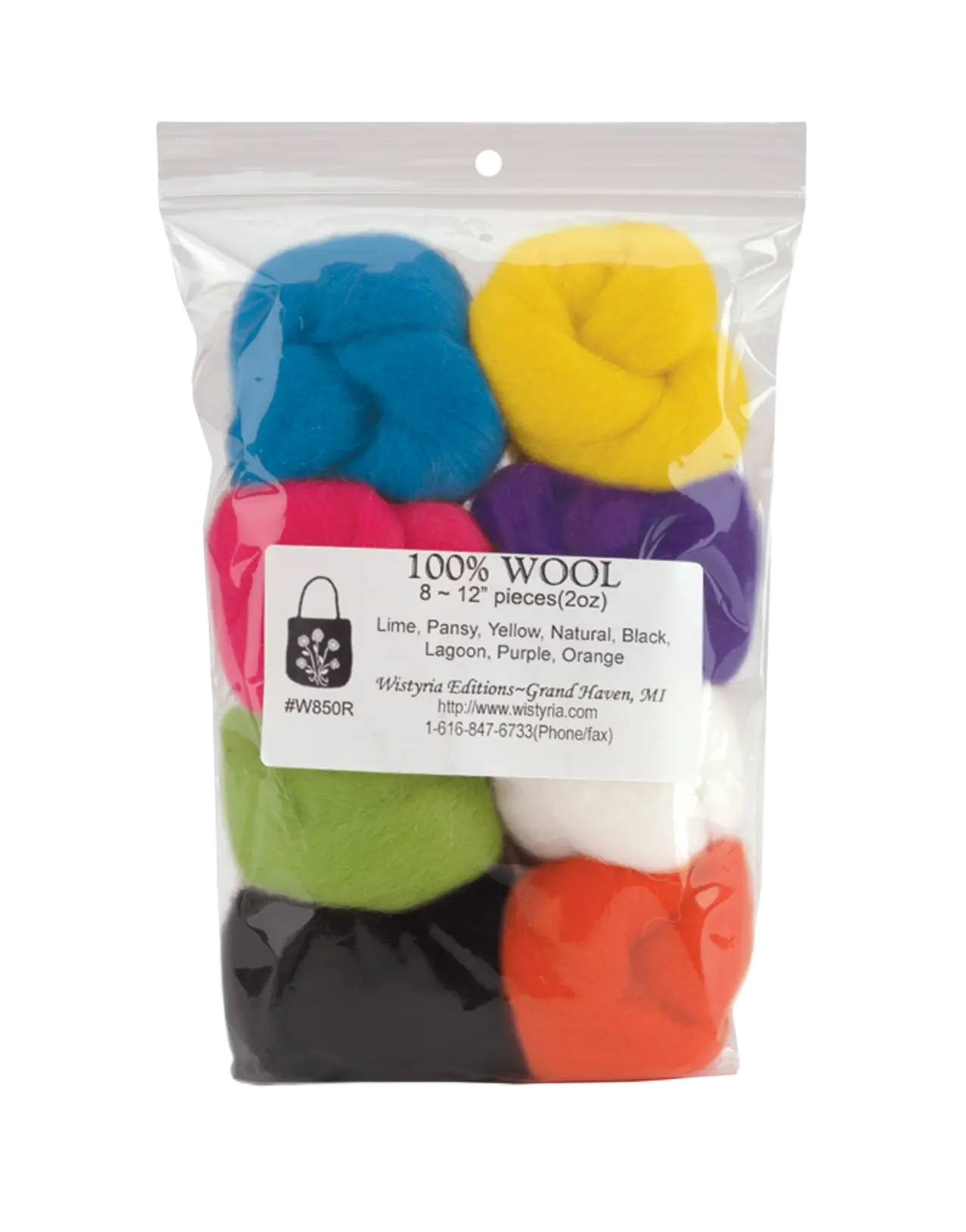 Wistyria Editions 8pk Classic .25oz Wool Roving W850R Wistyria Editions 8pk Classic .25oz Wool Roving W850R