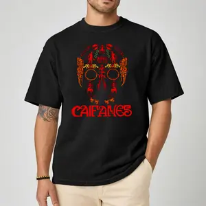 Caifanes Aztec Skull Pattern Rock Style Comfortable Printed T-Shirt Ring Spun Cotton Soft Washed T-Shirt Trendy Top Perfect Gift
