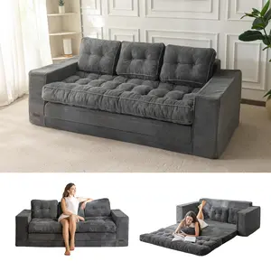 MAXYOYO Folding Out Floor Couch with Pillows, Pull Out Loveseat Sleeper Sofa, 2 in 2 Folding Couch Bed for Living Room Bedroom Lounge