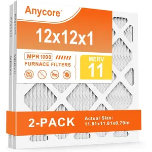 12x12x1 AC Furnace Air MERV 11 (2 Pack) MPR 1000 FPR 7 HVAC Pleated Filters for Home (exact 11.81x11.81x0.79 inches)