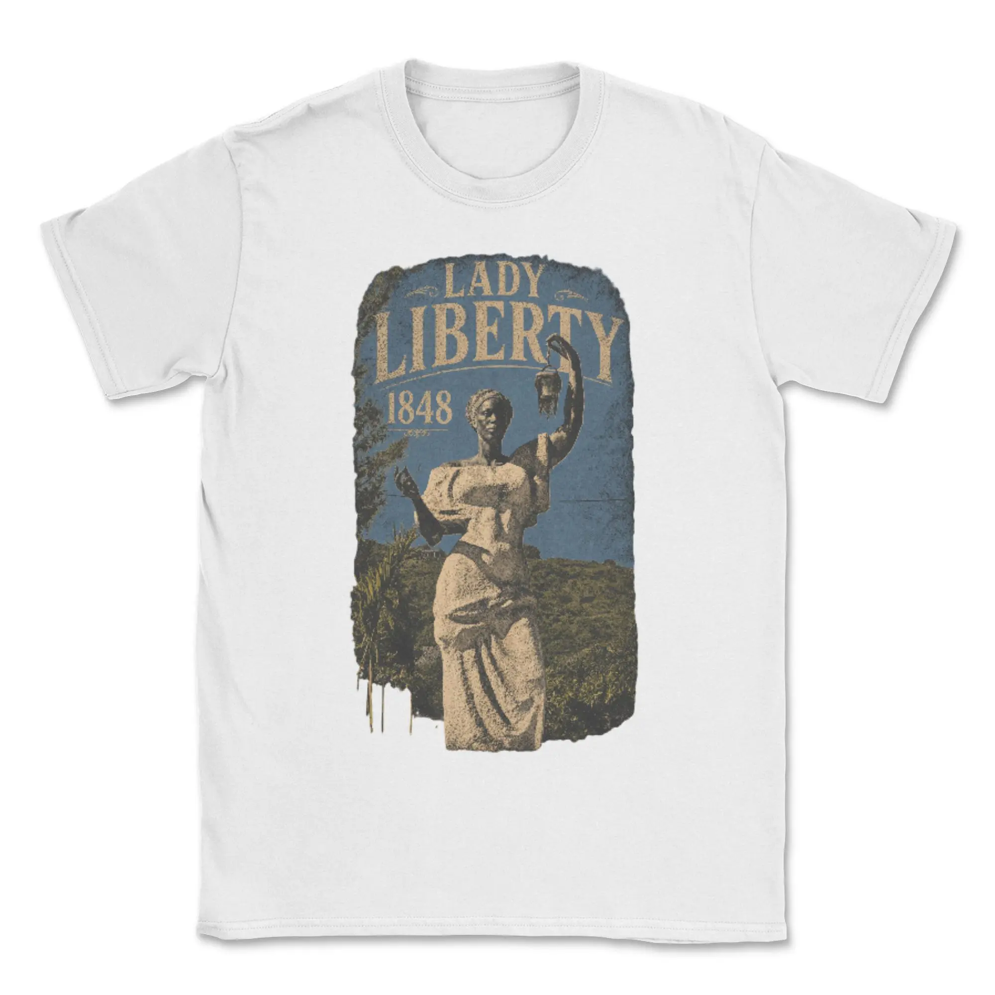 Lady Liberty Graphic T-Shirt, Casual Cotton Crew Neck Top for Daily Wear
