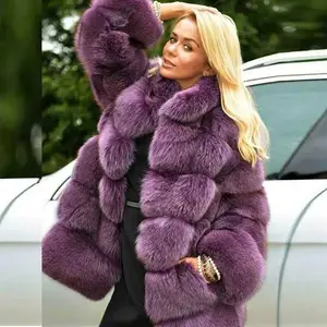 Women's fake fox fur coat plus size coat with thick collar, warm and elegant autumn and winter open top fur jacket, warm streetwearDTM4