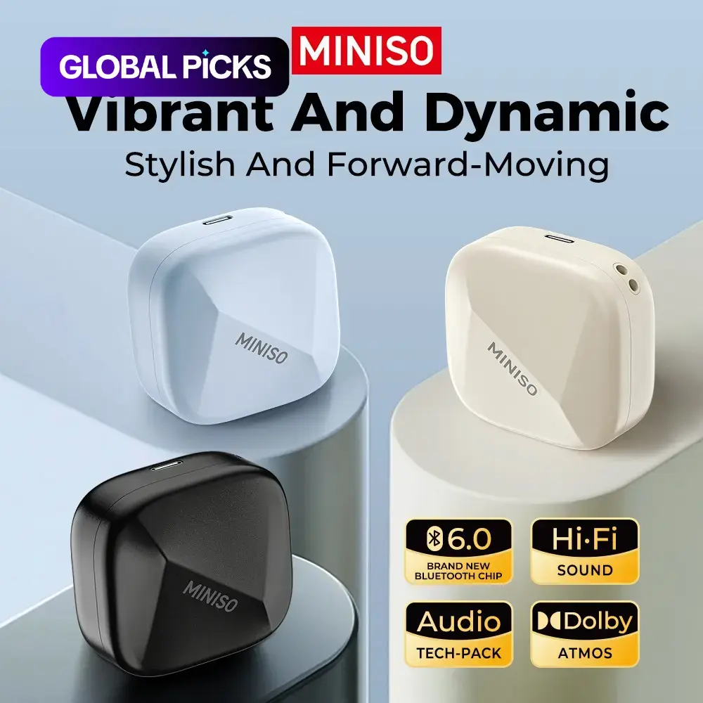 MINISO MS119 Wireless Translation Earbuds, Bluetooth 6.0, Real-Time Translation for 135 Languages via App, Natural Sound Quality, Audio, 30-Hour Battery Life, for Business & Travel #GLOBAL PICKS