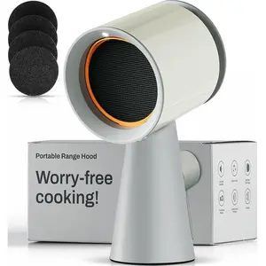 Portable Range Hood, Countertop Kitchen Exhaust Fan with 3 Speeds, 5-Layer Filter,   Removal, Low Noise, Oil Cup, Air Purifier for Apartments, Dorms & Indoor BBQ  - Grey