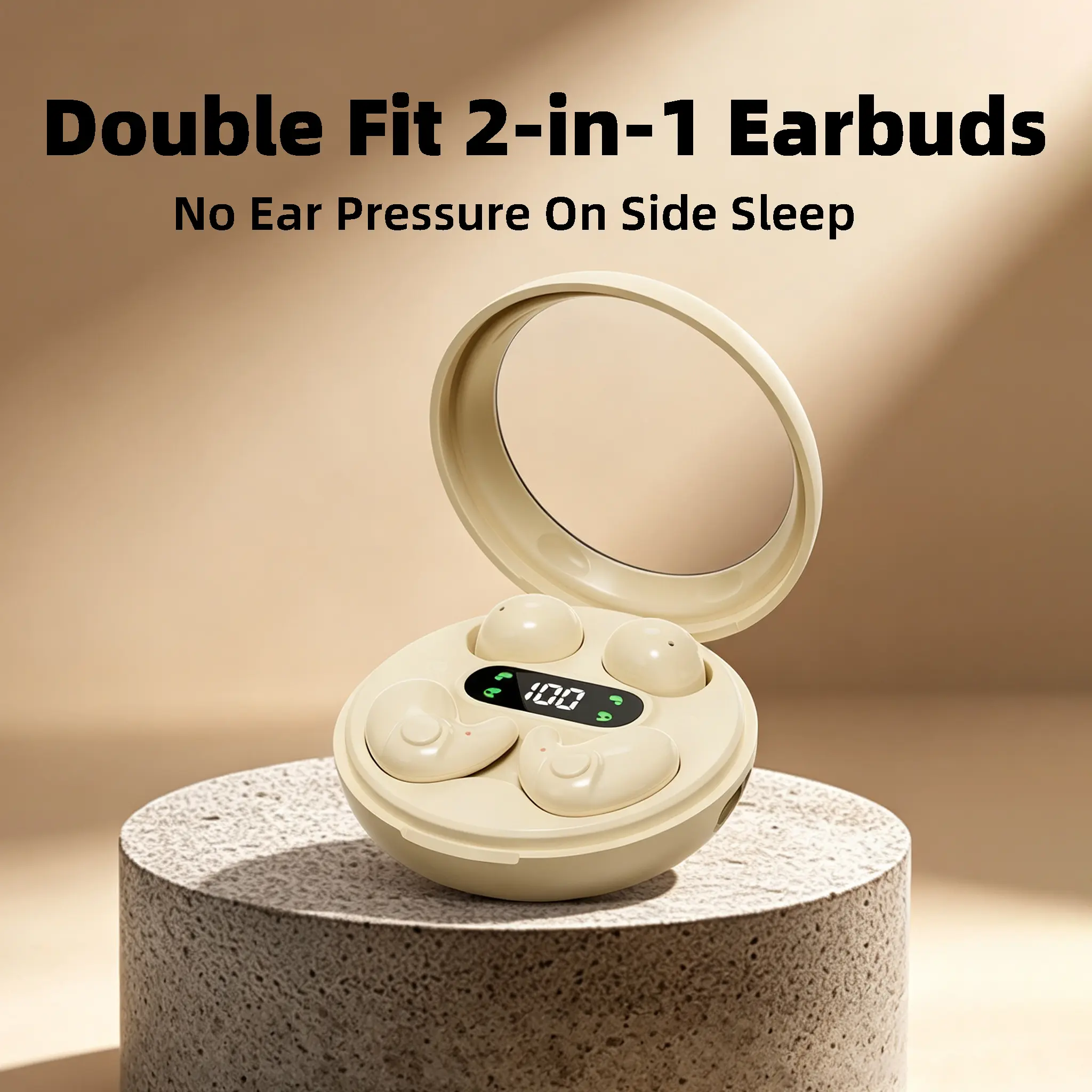 2-in-1 Ultra Tiny Sleep Earbuds 2-in-1 Single & Dual Wearing, Compact Body No Ear Bulge, Stable Bluetooth Noise Reduction, Sleep Earbuds For Dorm Nap