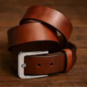 Handmade Thick Brown Leather Belt – Full Grain – Personalized Father’s Day Gift + Video & Keychain – Made in La Verne, CA Men Accessories