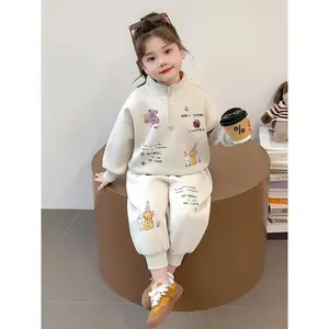 NewGirls' Autumn Outfit 2025 New Style Set, Stylish Children's Doodle Hoddie and Sweatpants Two-Piece Spring/Fall Fashion, Perfect for Outdoor