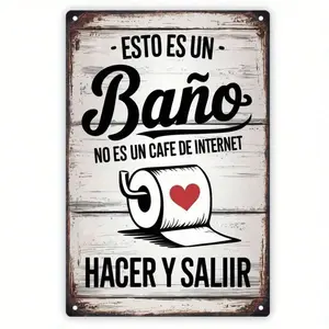 1 Piece Retro Spanish Style Metal Sign - Humorous Toilet Paper Design Country Style Wall Hanging Decoration,.8x 11.8inch , Reusable Iron Sign Home, Kitchen, Office, Garden - Easy To Hang, No Electricity Required, Toilet Decoration And Accessories